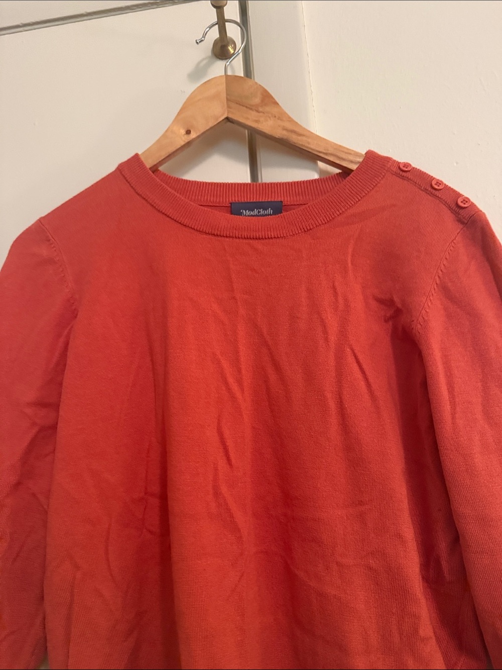 Modcloth Coral Crewneck Pullover - Picture 3 of 6